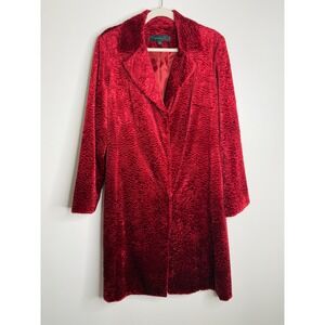 Vintage Siena Studio Red Textured Velvet Coat Jacket L Korea Y2K Retro Glam